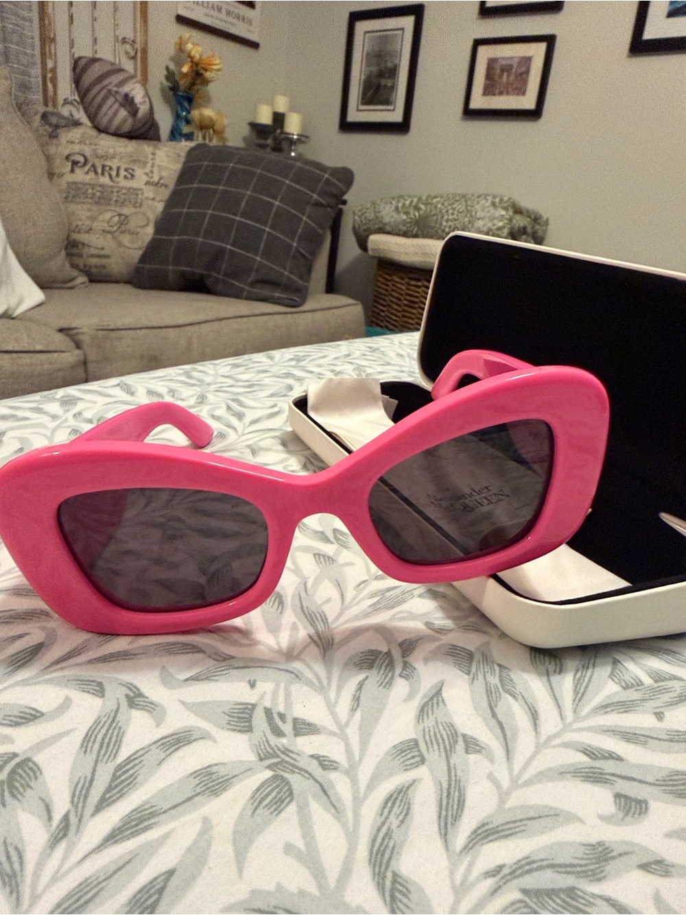 Alexander McQueen Bold Pink Cat-Eye Sunglasses